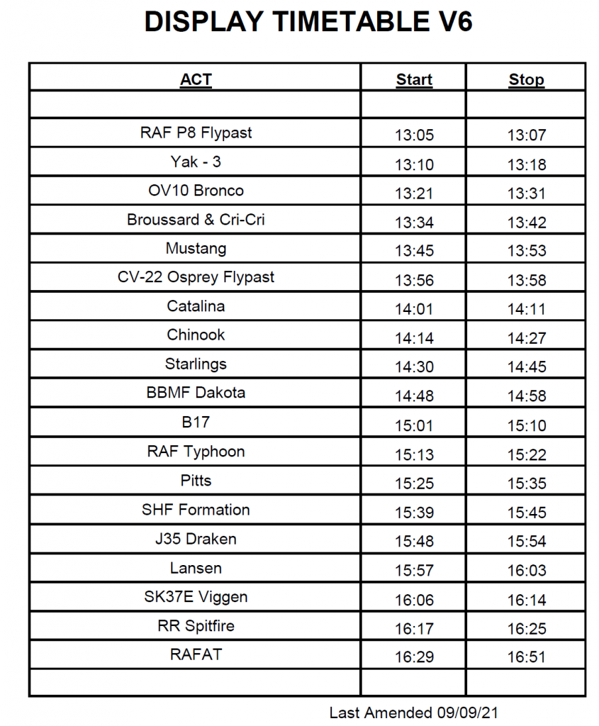 2021 Display Timetable Jersey International Air Display